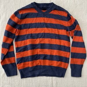Gap Kids Sweater Boys Medium 8 1/4 Zip Long Sleeve Rugby Orange Blue Grandpa